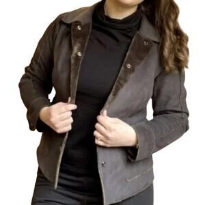 Cabi faux suede shearling lining jacket womens 4 western cowgirl boho festival